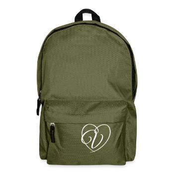 Buchstabe V Kalligrafie Herz - Rucksack - Olivgrün - Vorne