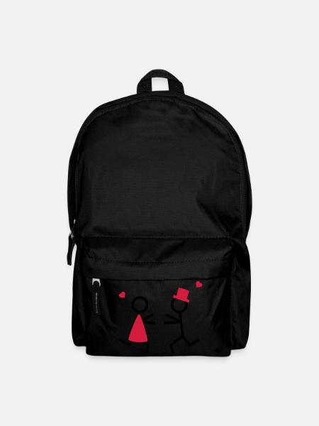 partner shirt couple runs to each other - Backpack - black