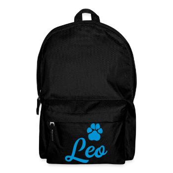 Hundename LEO mit Pfote - Rucksack - Schwarz - Vorne