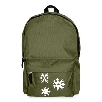 Snowflakes ice crystals stars winter snow - Backpack - olive green - Front