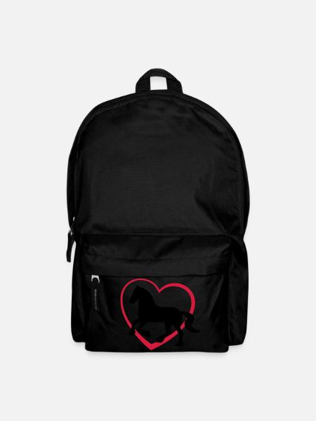 Fresian Gypsy Cob or Horse type with Heart - Backpack - black