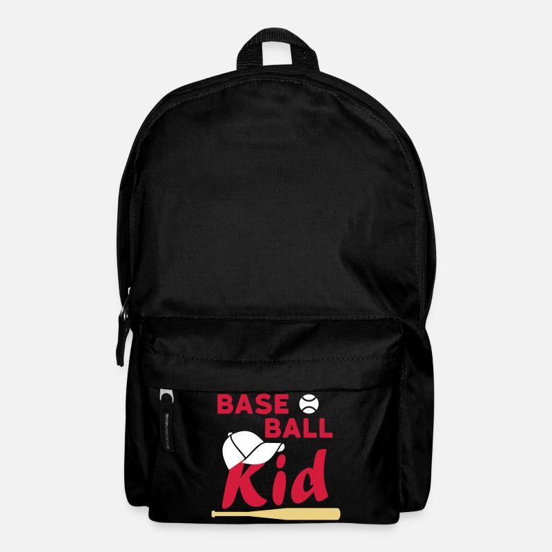 Enfant de baseball (balle de jeu, casquette, batte de baseball) - Sac à dos - noir