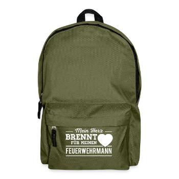 Feuerwehrmann Herz Feuerwehr - Rucksack - Olivgrün - Vorne