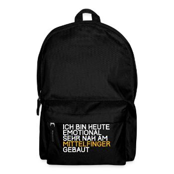 Emotional sehr nah am Mittelfinger gebaut - Rucksack - Schwarz - Vorne