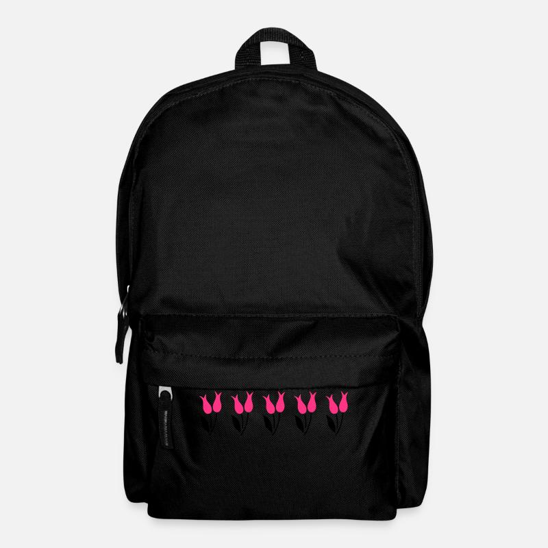 Tulips in a row - pink - Backpack - black