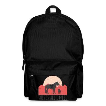 Hund und Pferd - Westernreiter - Rucksack - Schwarz - Vorne