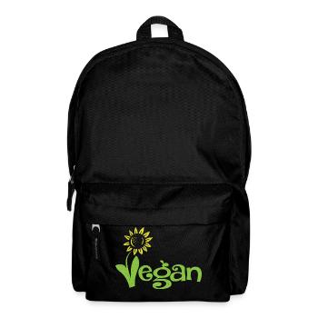 Vegan mit Sonnenblume Veganer Shirt - Rucksack - Schwarz - Vorne