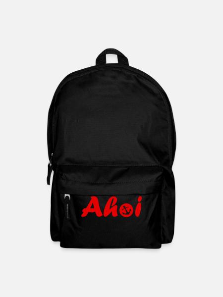 Ahoi Schriftzug mit Anker rot - Rucksack - Schwarz