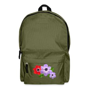 flowers lilies tulips orchids sunflower dahlia ger - Backpack - olive green - Front