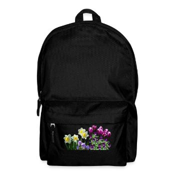 daffodils daffodils tulips tulips stiefmuetterchen - Backpack - black - Front
