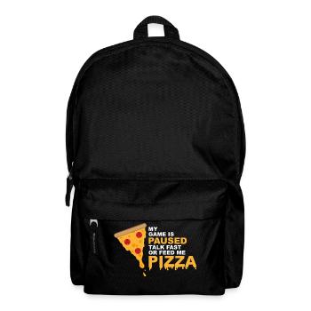 Game Is Paused Pizza Gaming Funny - Backpack - black - Front