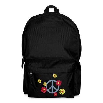 Peace-Zeichen Blume Flower Power Pazifist Aktivist - Rucksack - Schwarz - Vorne