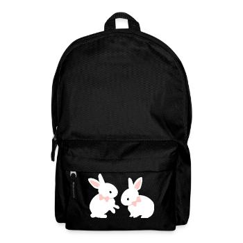 Blanc Twins lapin - lapin bébé oreille rose - Sac à dos - noir - Devant