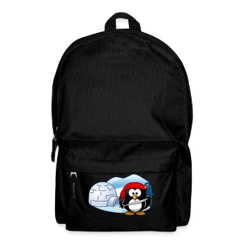 Pirate penguin with sword, parrot and igloo. - Backpack - black - Front