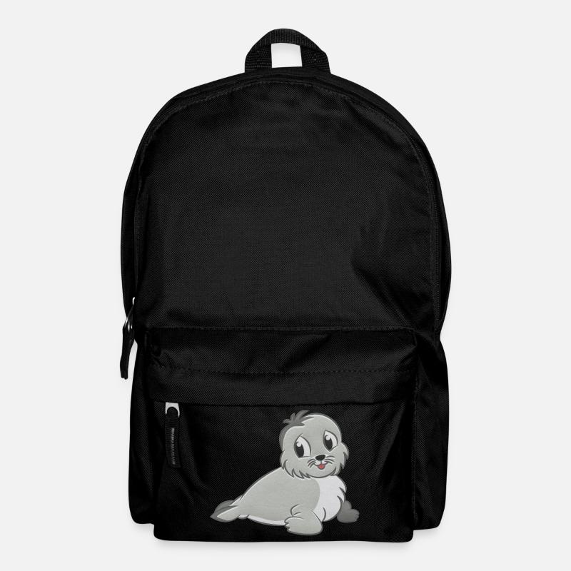 Robbe Plüschtier - Rucksack - Schwarz