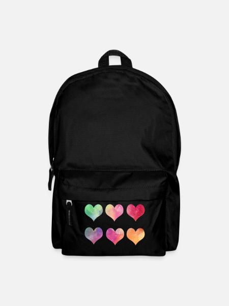 Bunte Herzen - Regenbogen Herzen Valentinstag - Backpack - black
