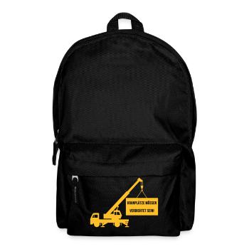 Kranplätze müssen verdichtet sein Baustelle Kran - Rucksack - Schwarz - Vorne