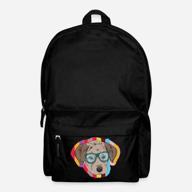 Nerd Hund als Hipster mit Brille - Rucksack - Schwarz