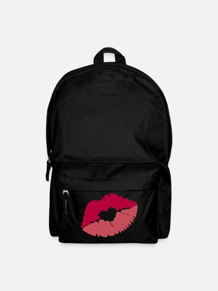 Kissing mouth with heart - Backpack - black