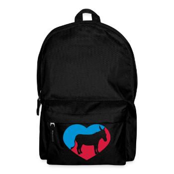 heart i love love donkey horse pony small packelsel l - Backpack - black - Front