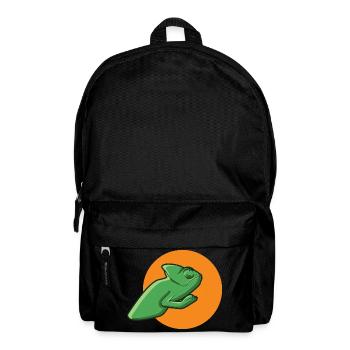 green chameleon lizard lizard reptile gift - Backpack - black - Front
