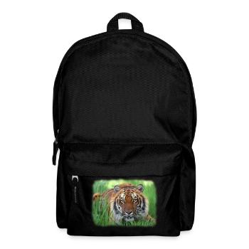 Tiger im Gras - Rucksack - Schwarz - Vorne