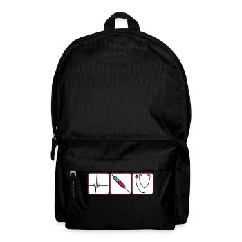 3 arzt button spritze logo Stethoskop abhoeren her - Rucksack - Schwarz - Vorne