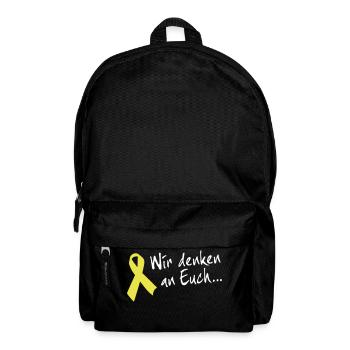 Gelbe Schleife Solidarität - Wir denken an Euch - Rucksack - Schwarz - Vorne