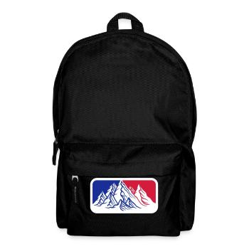 rot blau logo berge huegel alpen wandern urlaug fe - Rucksack - Schwarz - Vorne