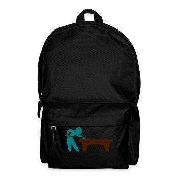 Ein Billardspieler steht am Billardtisch - Rucksack - Schwarz - Vorne