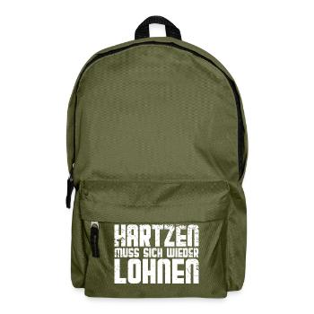Hartzen muss sich wieder lohnen Hartz 4 Geschenk - Rucksack - Olivgrün - Vorne