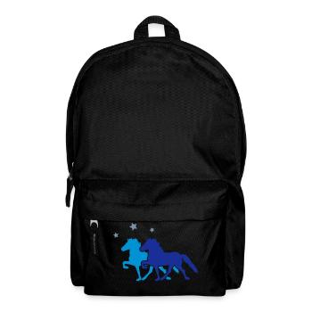 Two Horses with silver-metallic Stars - Backpack - black - Front