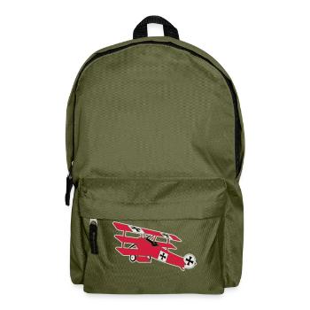 Fokker Airplane Flugzeug Roter Baron Red World War - Backpack - olive green - Front