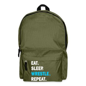 Eat Sleep Wrestle Repeat 1- Wrestling, Wrestle - Backpack - olive green - Front