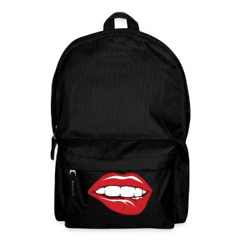 Lip bite sexy lip bite shirt lipstick kiss - Backpack - black - Front