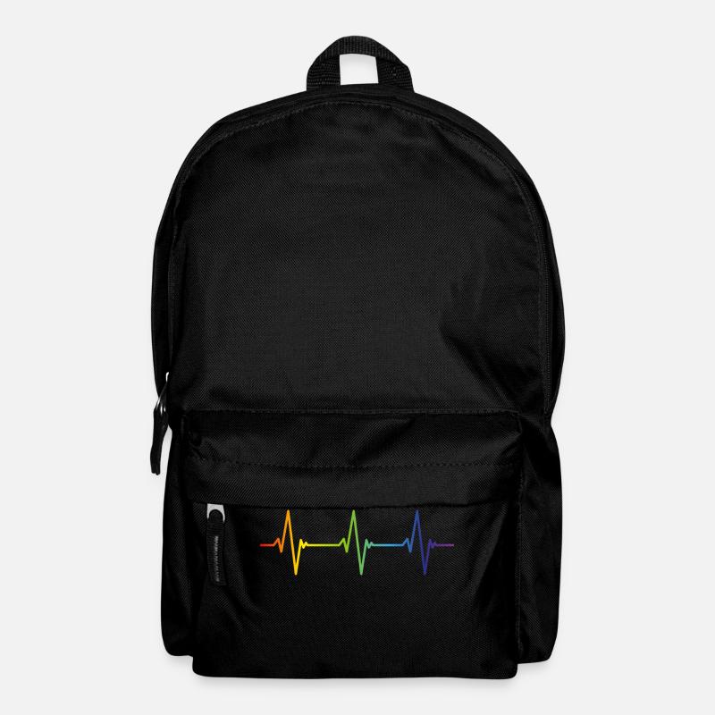 HEARTBEAT Regenbogen Gay Pride CSD LGBT Geschenk - Rucksack - Schwarz