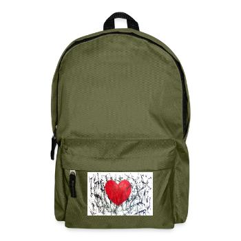 Coeur sous la pluie noire - Sac à dos - vert olive - Devant