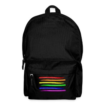 Regenbogen Farben Streifen LGBT Pinselstriche - Rucksack - Schwarz - Vorne