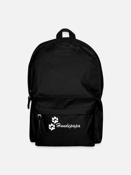 Hundepapa weißer Schriftzug kleine weiße Pfoten - Rucksack - Schwarz