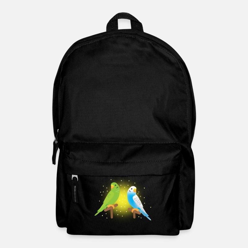 two cute green and blue budgies budgerigar - Backpack - black
