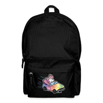 Lustiges Einhorn Auto Geschenk Führerschein Comic - Rucksack - Schwarz - Vorne