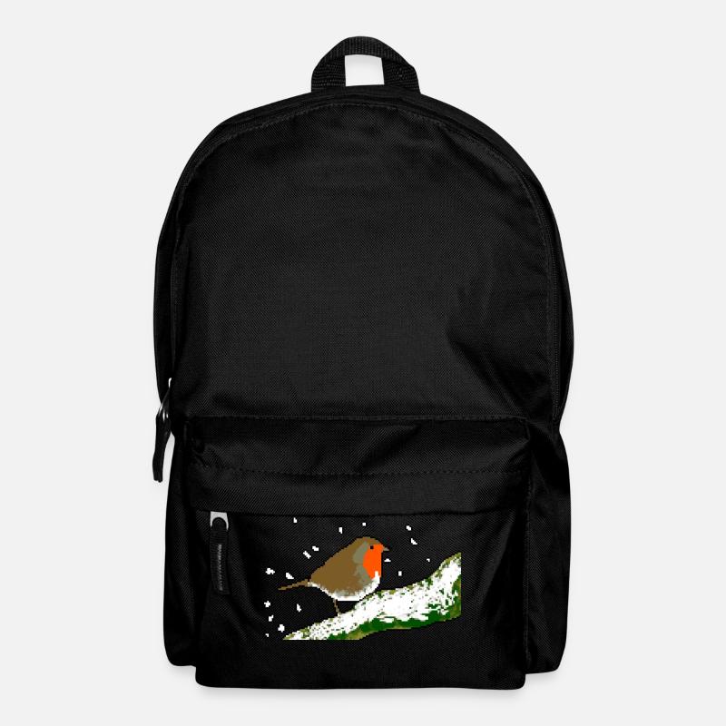 Rotkehlchen Winter Schnee Pixel - Rucksack - Schwarz