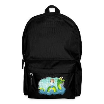 Mädchen Drachen reiten - Rucksack - Schwarz - Vorne