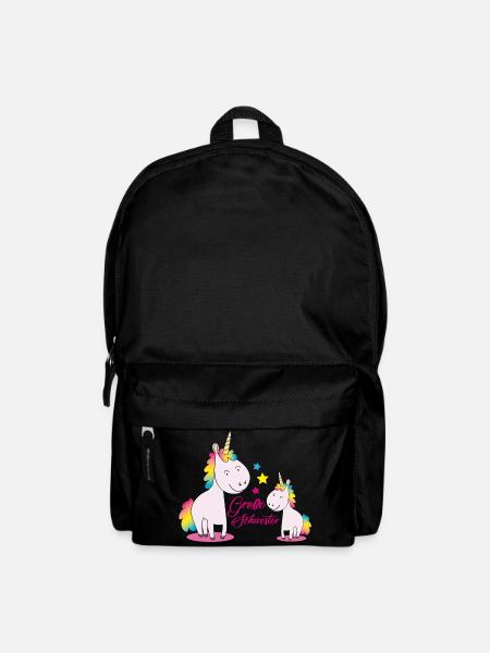 Große Schwester Einhorn - Rucksack - Schwarz