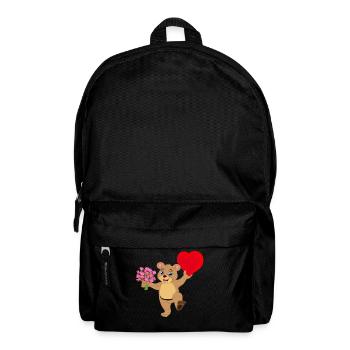 Valentinsbaer mit Herz und Blumenstrauß - Rucksack - Schwarz - Vorne
