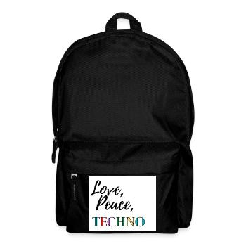 Love, Peace, Techno - Rucksack - Schwarz - Vorne
