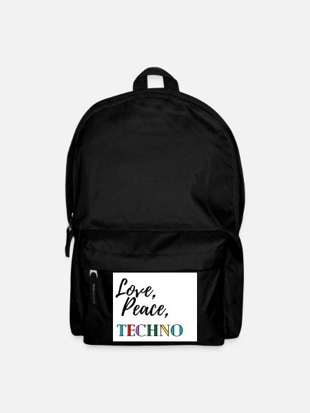 Love, Peace, Techno - Rucksack - Schwarz