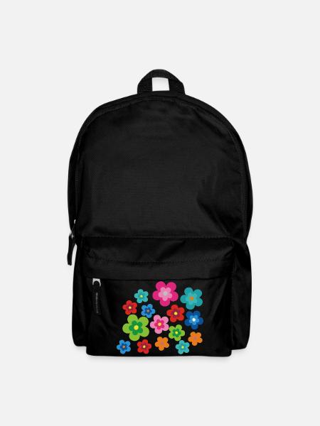 Hippie Flowers Flower Power Gift 70s Love - Backpack - black