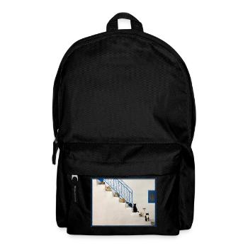 Lots of cats on white stairs in Greece - Backpack - black - Front