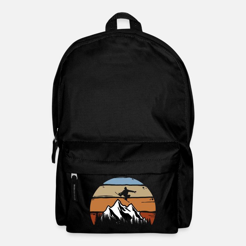 Sowboarder, Berge, Wintersport, Schnee, vintage - Rucksack - Schwarz